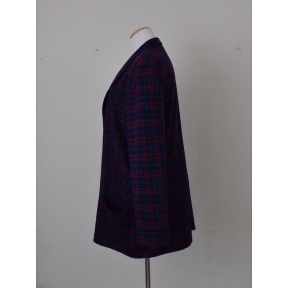 Vintage 80s Purple Plaid/Polyester Women Blazer by Cricket Lane - Picture 2 of 9